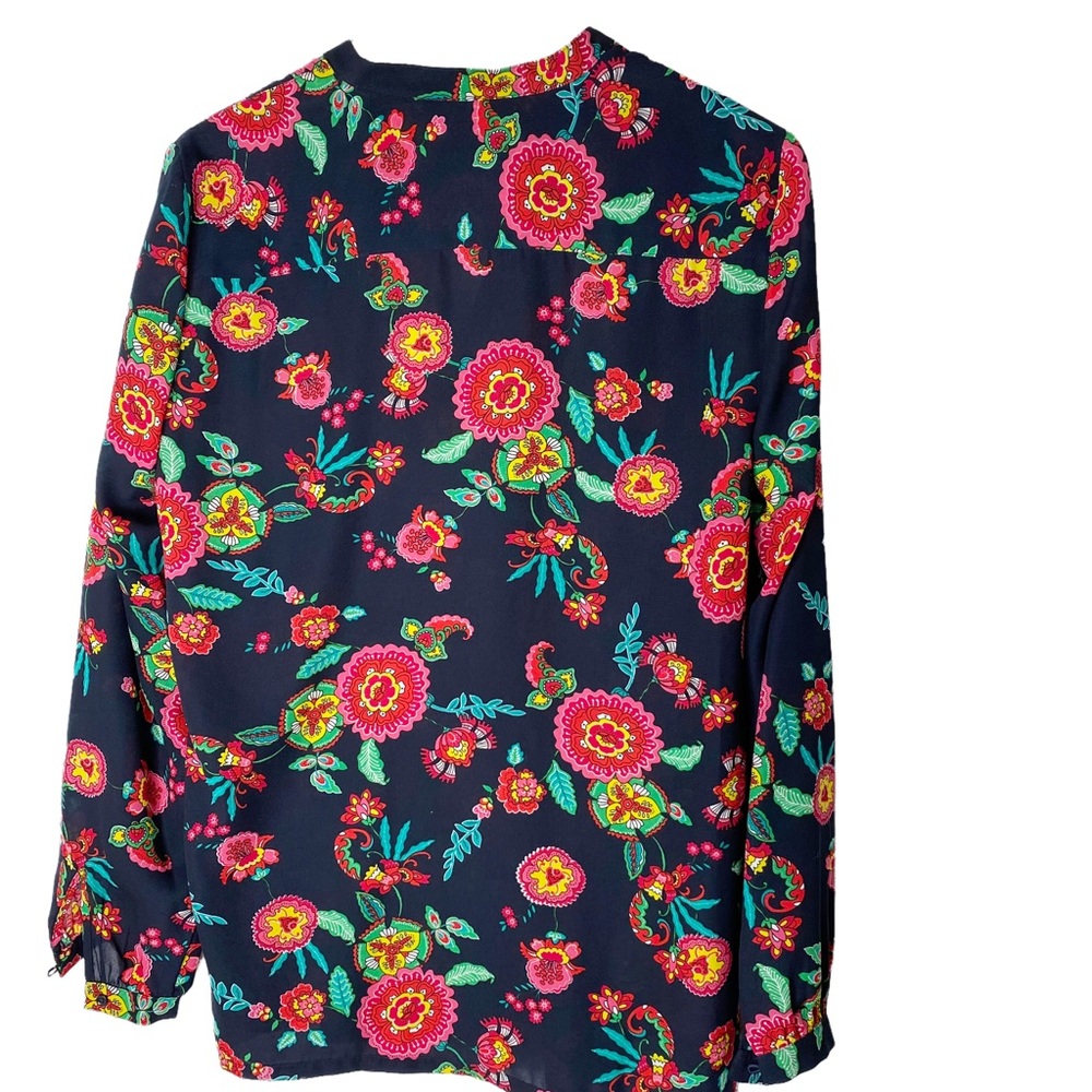 Jones New York Floral Smocked Boho Long Sleeve Blouse Tunic Large - Picture 5 of 7